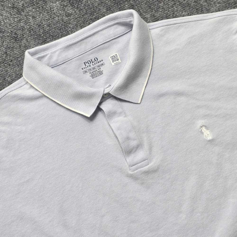 Polo Ralph Lauren Men's XXL Classic Fit Light Blue Tipped Pique Polo Shirt